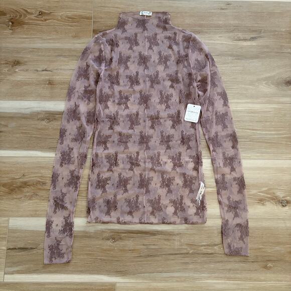 Free People Two-Tone Lady Lux Sheer Mesh Top Fawn M - Picture 1 of 9